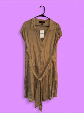 Forever 21 Olive Green Button-Front Midi Dress